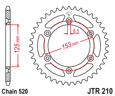 JTR 210 44 звезда ведомая стальная 44 зуба Honda CRF / XR
