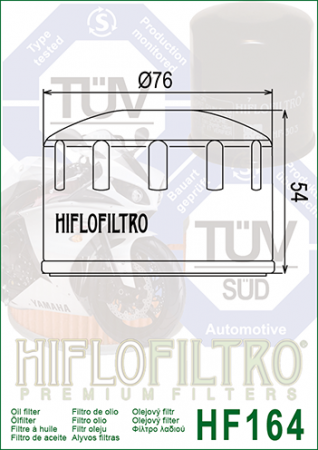HIFLO  HF 164 Фильтр масляный BMW R1200 GS/GSA 04-13  / RT 04-12